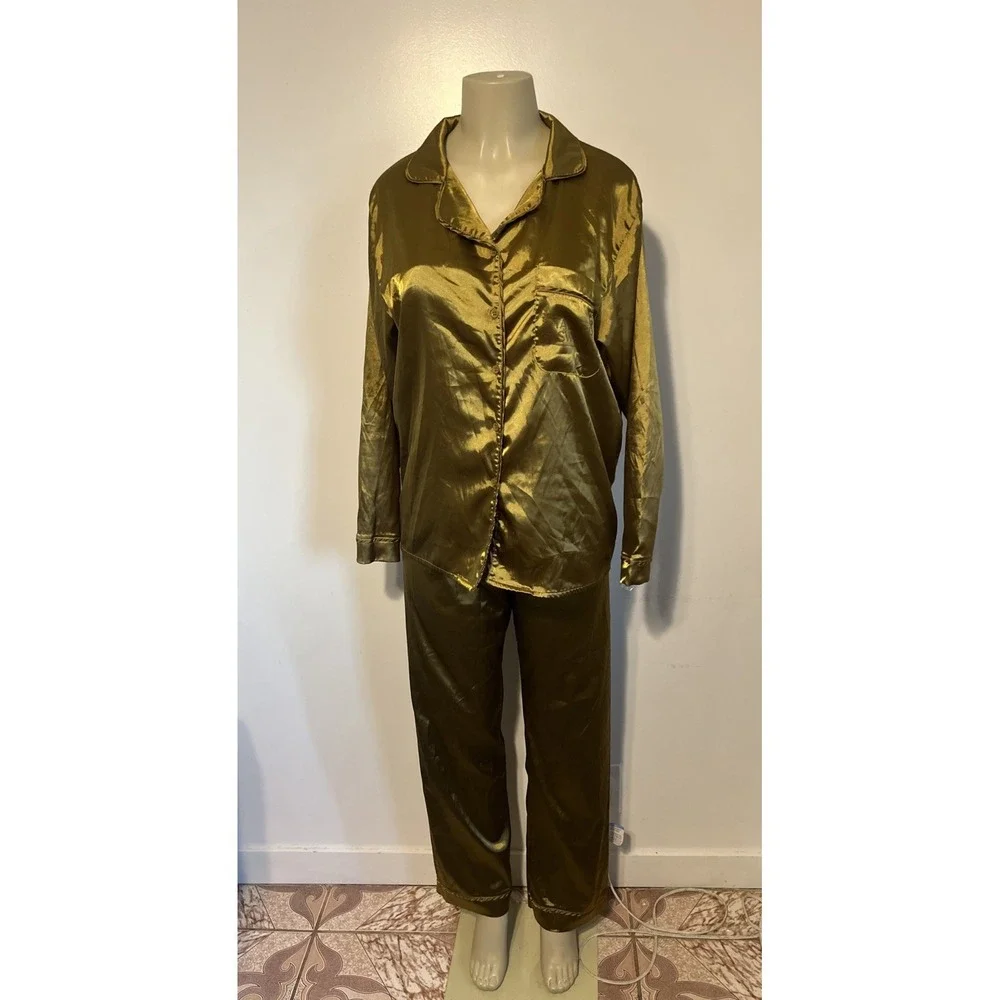 Taylor Swift Gold Satin Pajama Set Size M Swiftie Merch Sleepwear